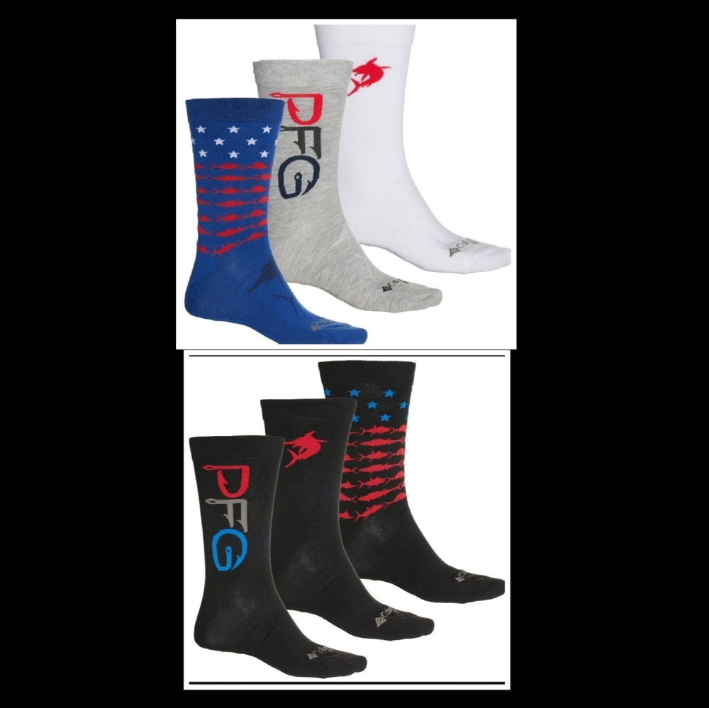 COLUMBIA AMERICANA PFG 3-PACK CREW SOCKS. YOU GET BOTH PACKS.